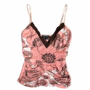XOXO Y2K Floral Lace Ruched Cami Size XS (Tagged Medium)